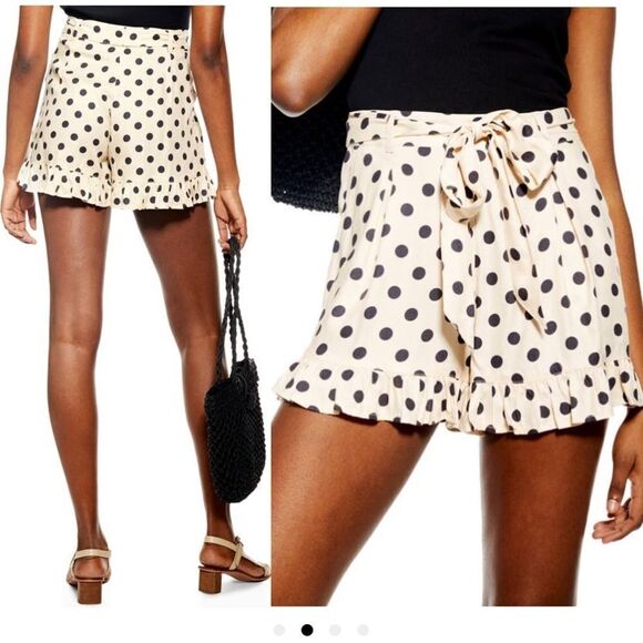 Topshop Polka dot frill hem shorts - Picture 1 of 3